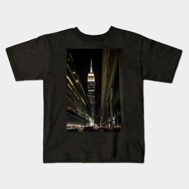 Empire State Building by Night, Manhattan, NYC Kids T-Shirt by eleonoraingrid